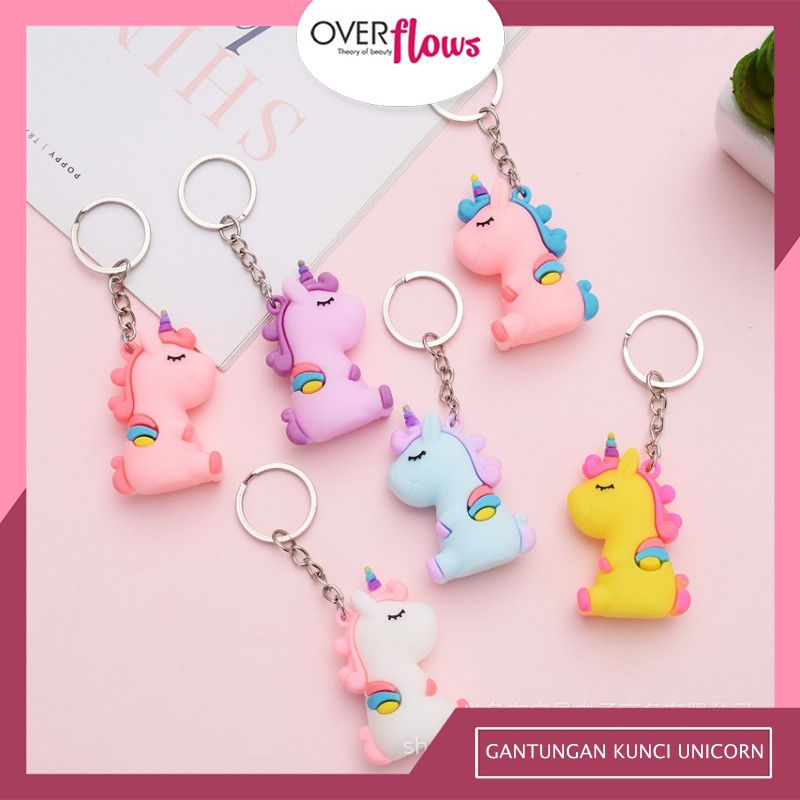 OVERFLOWS.ID GANCI KEYCHAIN BONEKA UNICORN MAGIC TEBEL WARNA PASTEL GANTUNGAN KUNCI LUCU MURAH