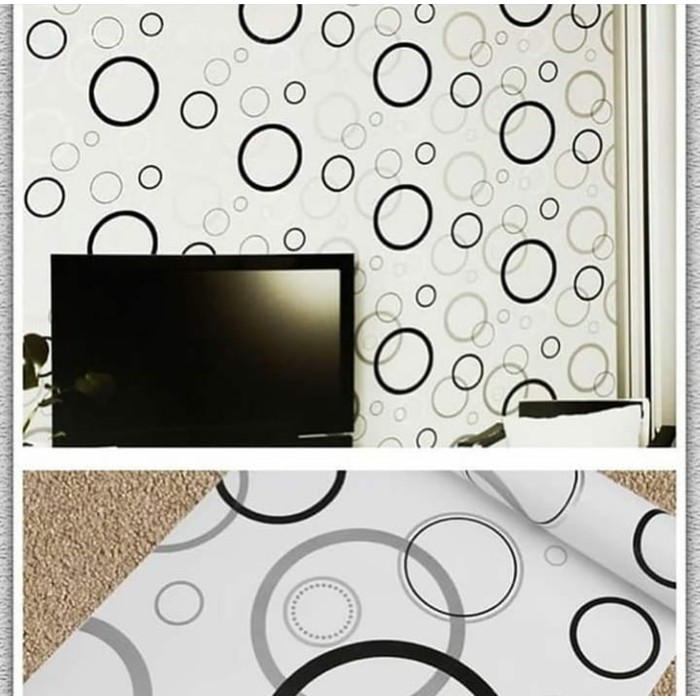 WALLPAPER STIKER DINDING | MOTIF POL HITAM | WALPAPER DINDING KAMAR TIDUR | ANTI AIR | 5 METER