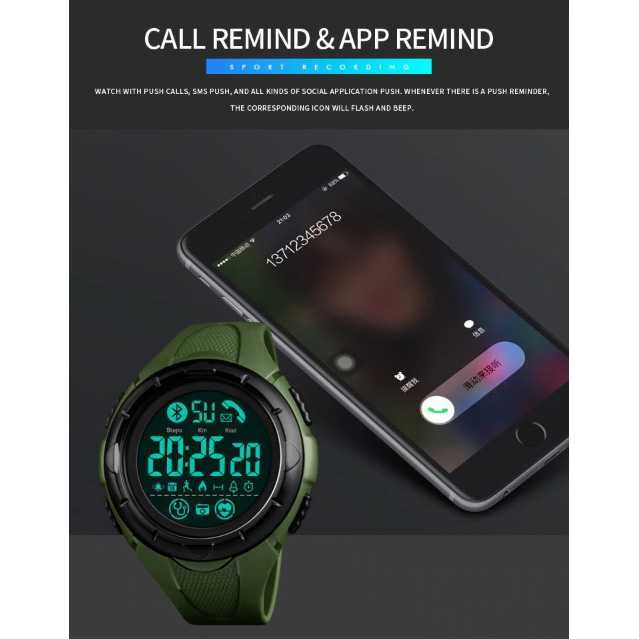 Skmei Jam Tangan Smartwatch Pria Bluetooth Pedometer Heartrate Jamtangan Bluetoth Cowok Keren