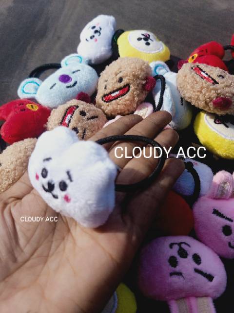 Kuncir rambut BTS BT21 kunciran bahan boneka BTS lucu