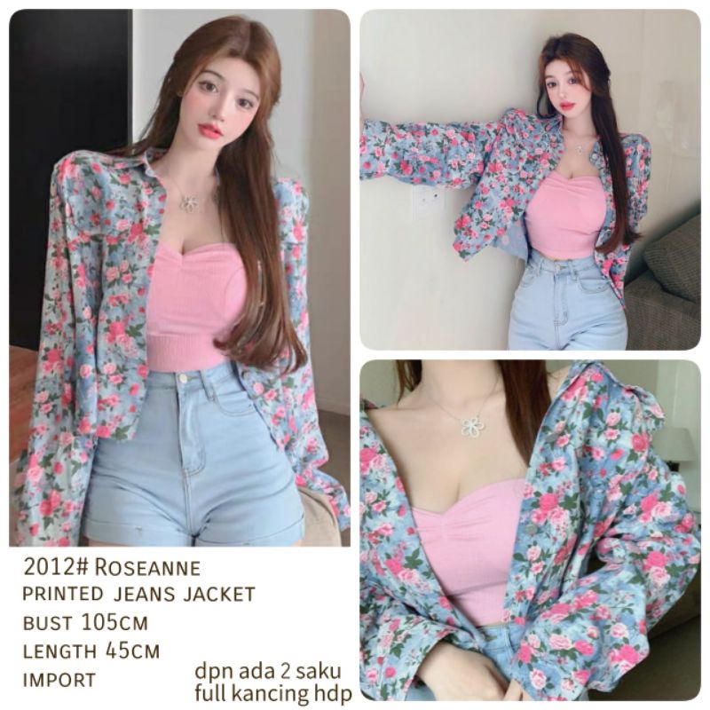 MDLV ~ 2012# Roseanne Printed Jeans Jaket Women Jaket Jeans motif Bunga Jakaet Jeans Premium Jaket Jeans Import Fashion Import