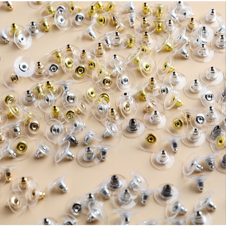 100pcs / lot Stopper Belakang Anting Bahan Karet Untuk DIY Perhiasan