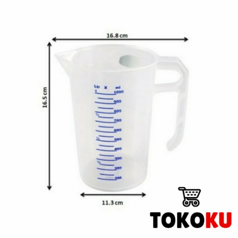 GELAS UKUR GENJI 1 LITER GELAS TAKAR PLASTIK 1000 ML TEKO UKUR 1000 CC GREEN LEAF 1841