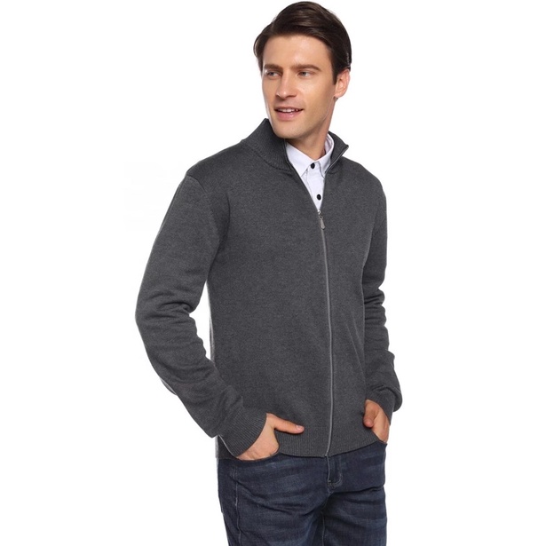 Lylia Zipper Jacket Dark Stone / Sweater Knit Dark Grey / Sweater Rajut Abu Tua Pria dan Wanita / Ja