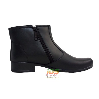 CWE Sepatu Pantofel PDH PDL Boot Hak 3Cm Resleting Wanita Polwan Size 37-41 Hitam