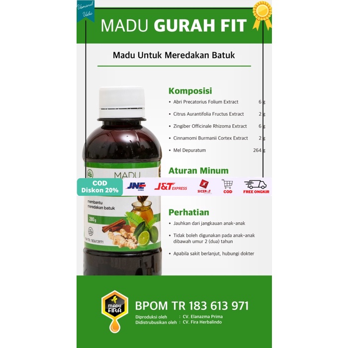 

◾COD◾ Madu Gurahfit Obat Batuk Flu Pereda Gangguan Pernapasan Madu Gurah Fit