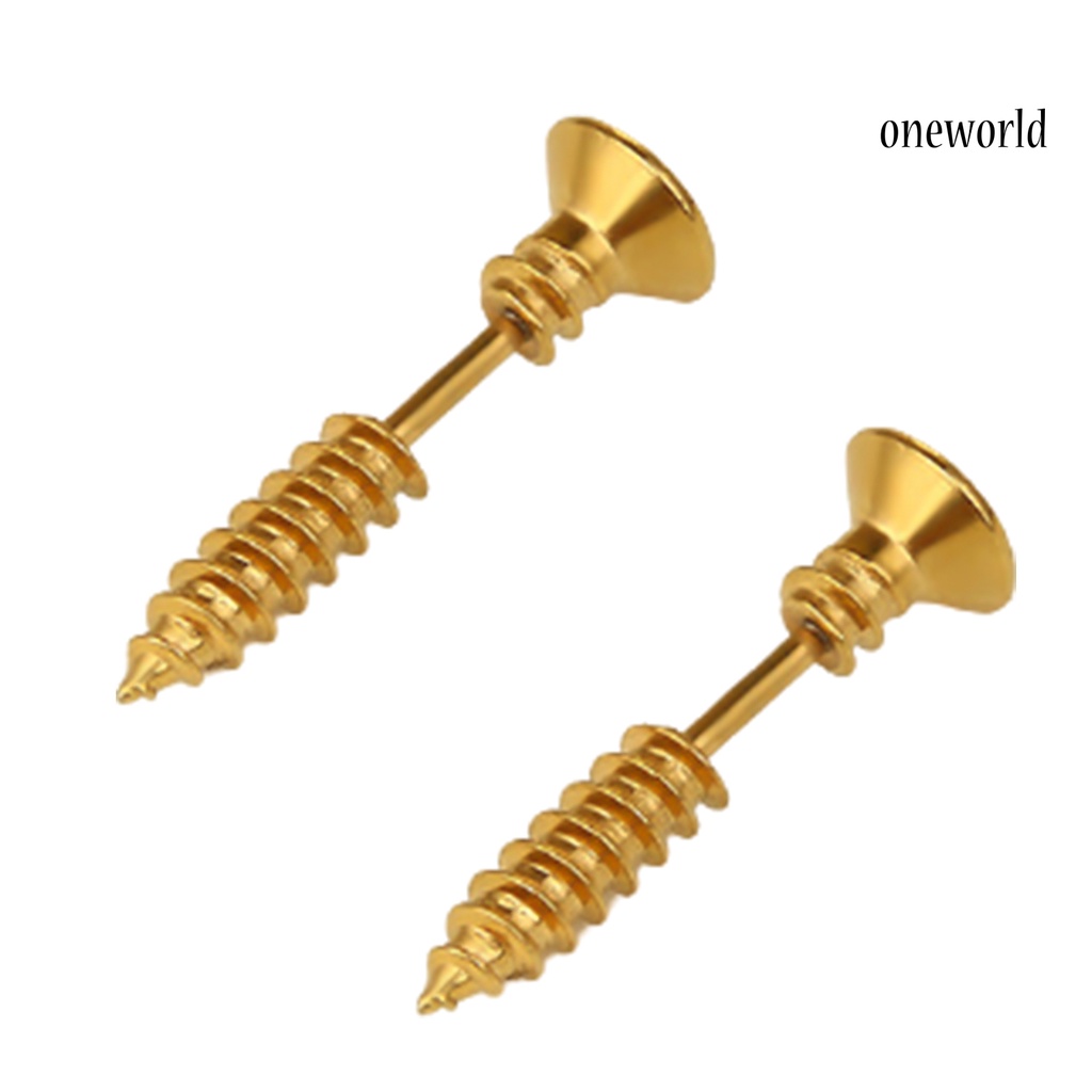 OW# Funny Screw Shape Ear Studs Cool Double-Sided Earrings Fashion Jewelry Gift