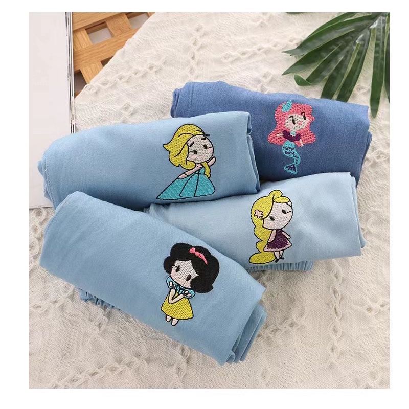 Celana Panjang Anak Celana Denim Jeans Princess Disney Motif Elsa Mermaid Snow White Rapunzel