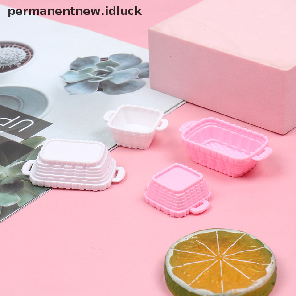 Luckypermanent 4Pcs / Set Mainan Miniatur Keranjang Makanan Untuk Aksesoris Rumah Boneka