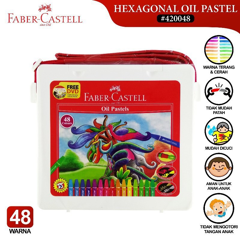 

Crayon Faber castell 48 Warna / Oil Pastel Faber Castell 48 warna / Crayon Faber 48