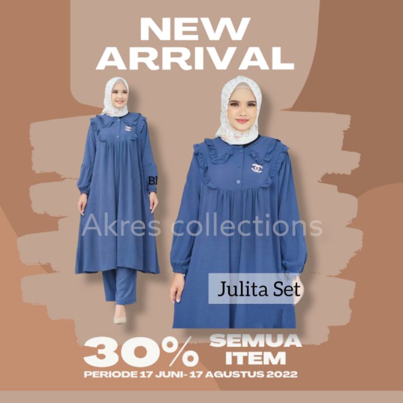 JULITA SET CRINKLE AIRFLOW PREMIUM LONG TUNIK JUMBO LD 120 || JULITA SET || ONE SET JULITA || SET JU