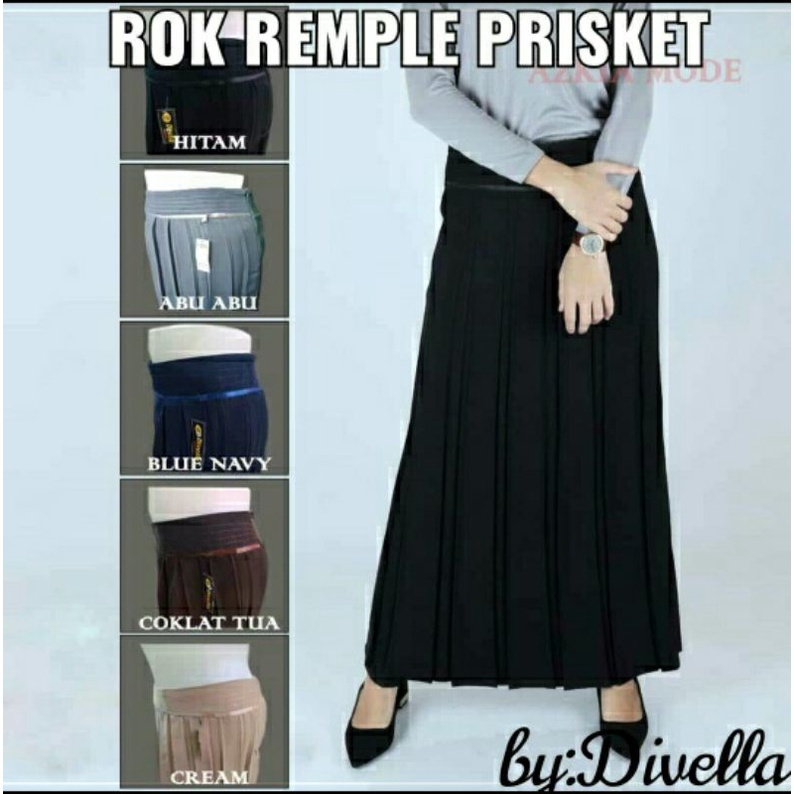 Rok Panjang Plisket Hitam Formal Lipit