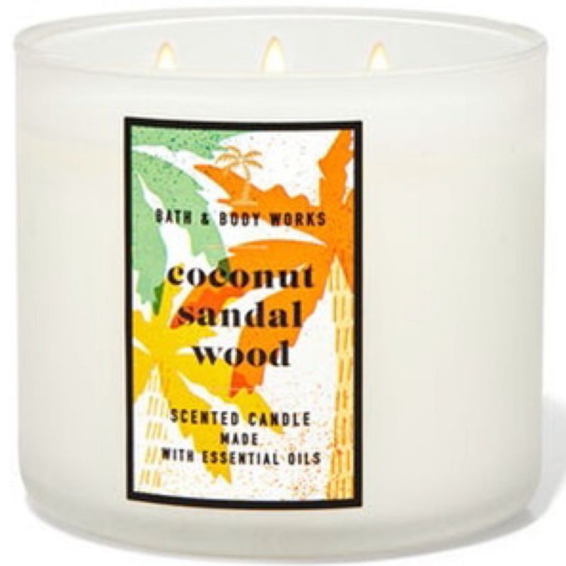 BATH &amp; BODY WORKS BBW COCONUT SANDALWOOD 3-WICK SCENTED CANDLE 411 G