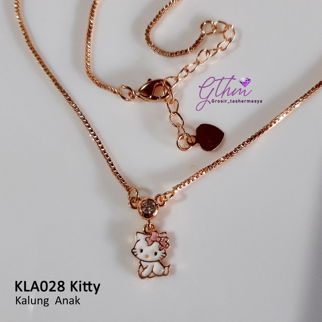 Kalung Anak Kitty Kucing Meong Anti karat Perhiasan Fashion Import Gold Plated kla028 GTHM