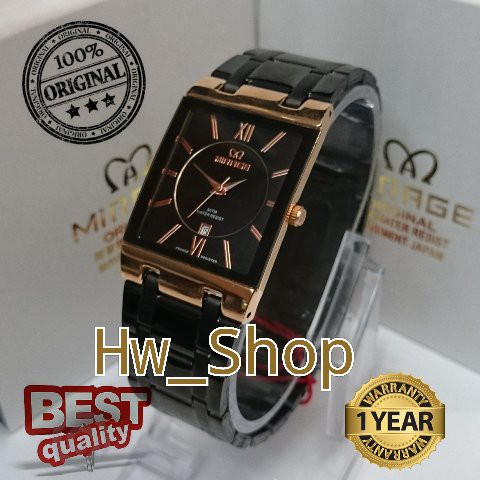 Jam Tangan Pria Mirage 7908 Black Rosegold Original
