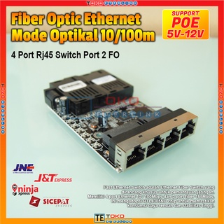 【Support POE】2F4E 10/100M Ethernet Switch PCBA Board 5V-12V power input
