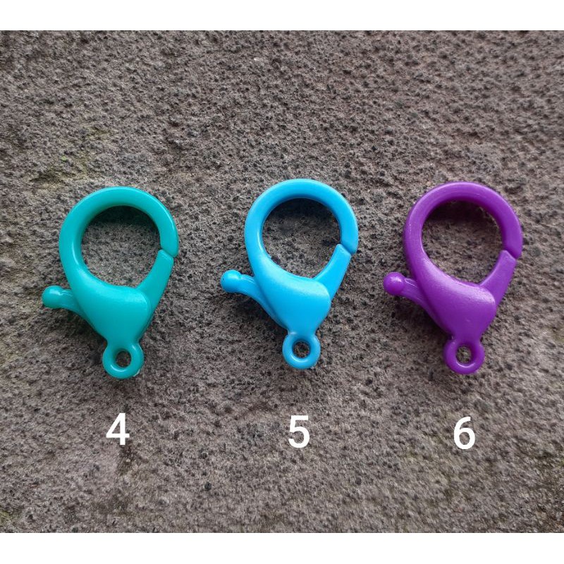 Plastic Key Chain Ring Metal Lobster Clasp Hooks Clips 25mm Plastik Pengait Gantungan Kunci Keychain