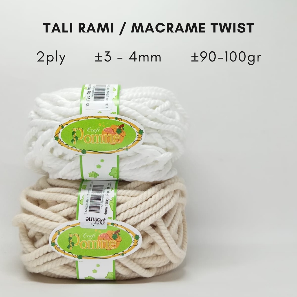 Tali Macrame / Tali Rami 2ply 100gr 3 - 4mm