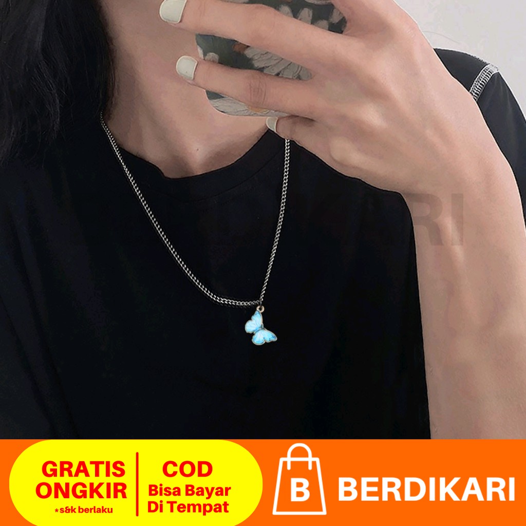 Kalung Kupu-Kupu Warna Biru