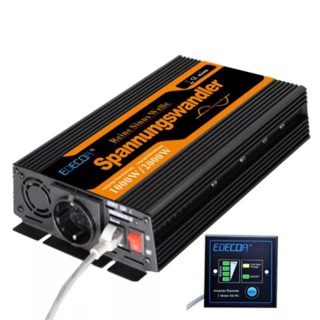 Inverter Pure Sine Wave DC 12 V untuk AC 220 V 1000 W Max 2000 W  Power High Quality Efisien Tinggi