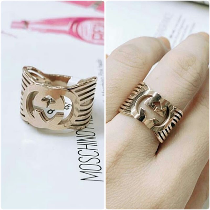 Cincin Titanium asli  motif Gc Premium Quality anti karat anti alergi ctt02