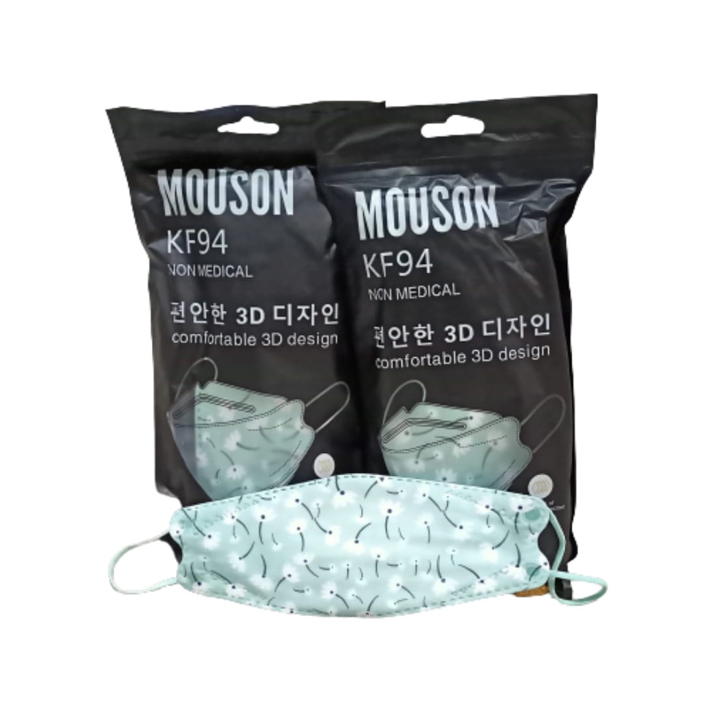 Masker KF94 Mouson corak hijau tosca 4ply