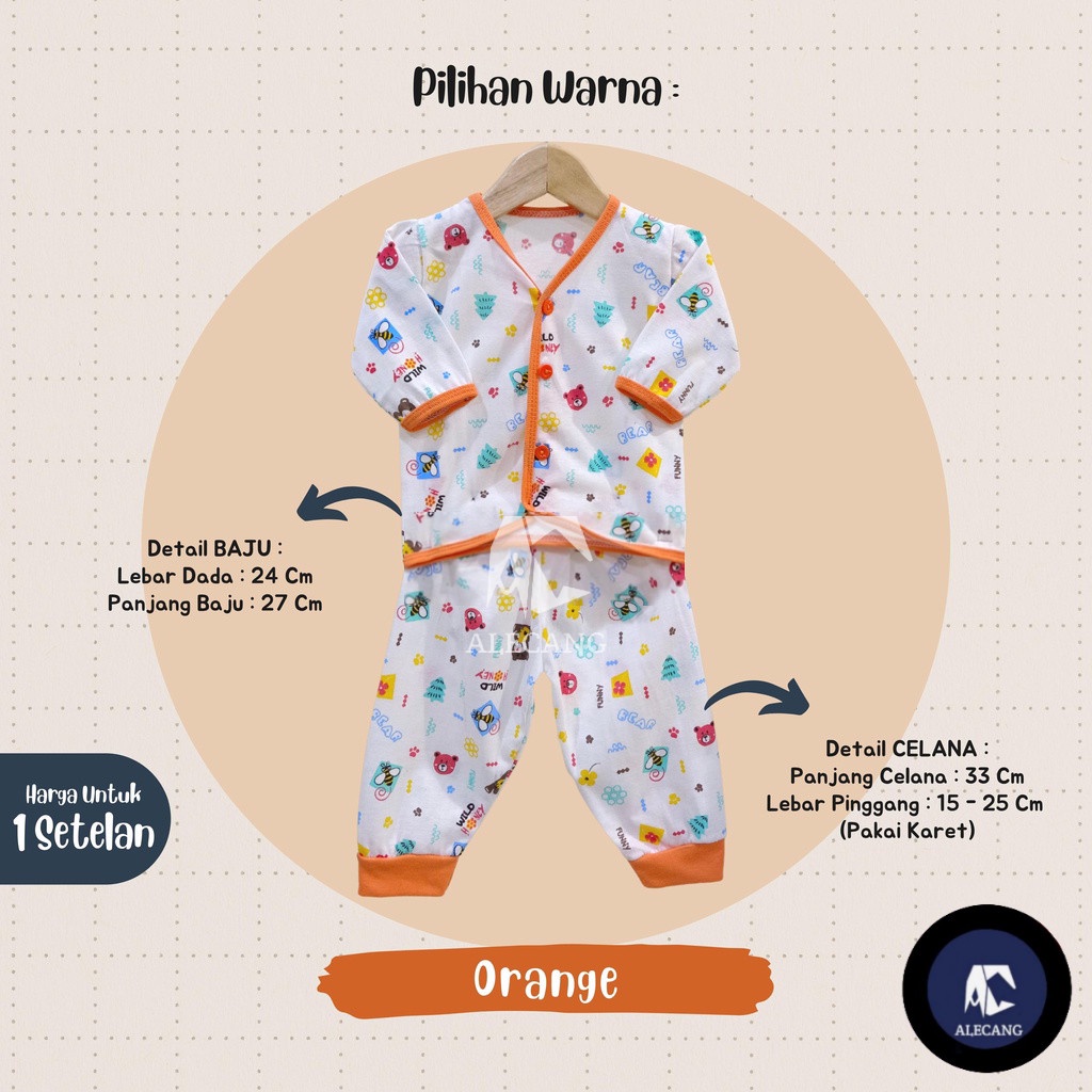 Setelan Baju Bayi Panjang Motif Size 0 - 3 Bulan merk MUNGIL - MOTIF