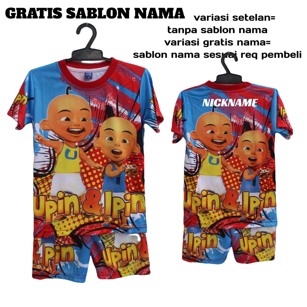 cod setelan anak upin ipin full printing