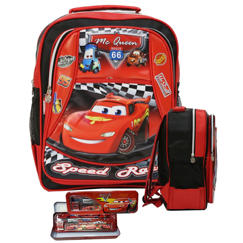 TAS MURAH Tas Anak TK & PG - Cars McQueen Soft Timbul Kotak Pensil