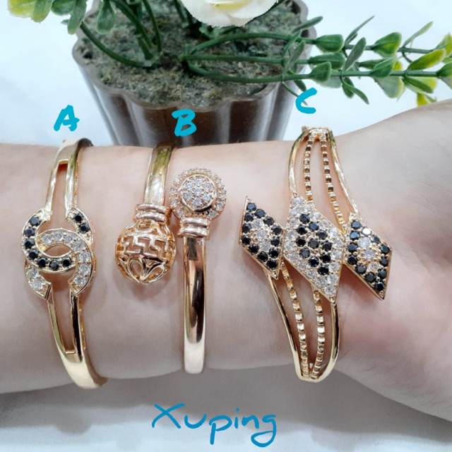 COD ( BAYAR DI TEMPAT ) GELANG XUPING CHANEL MIX PERMATA HITAM ZIRCON