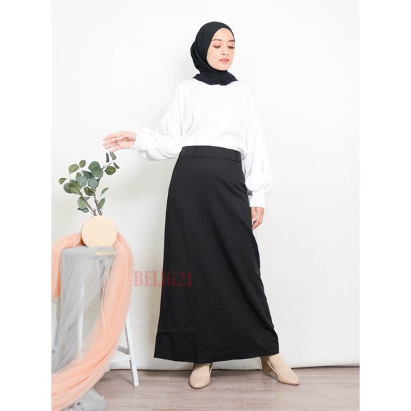 Rok Kerja Panjang Hitam Rok A Line Bahan Formal Kantor