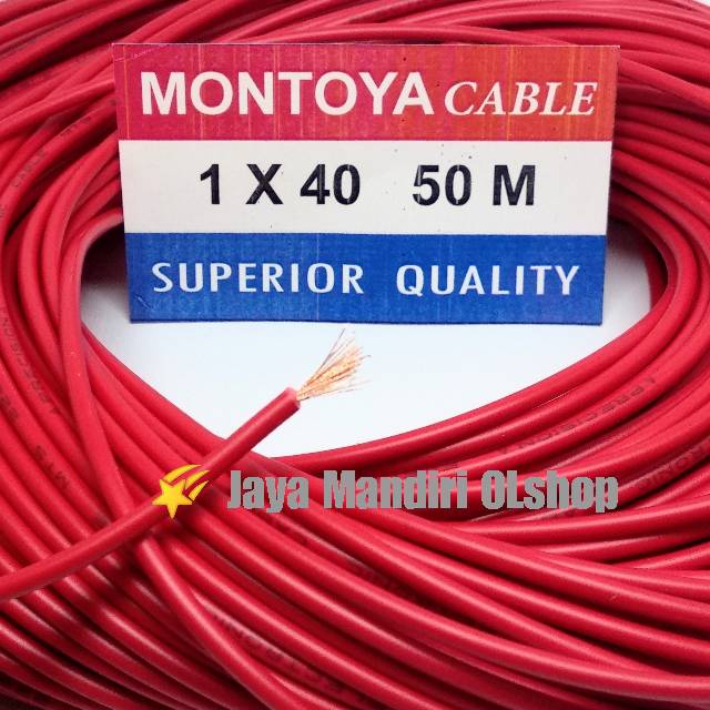 Kabel Serabut Tunggal 1 × 40 Montoya Per Roll 50 Meter ( Merah )