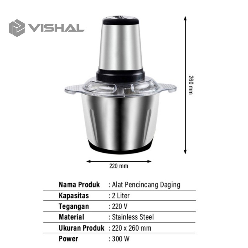 VISHAL Jumbo chopper  Blender Elektrik Penggiling Penggiling Mixer Fruit Veg Blender Daging VS