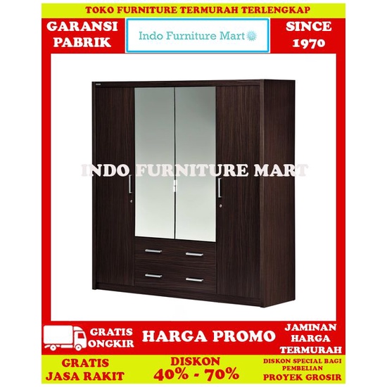 Lemari Pakaian Baju Wardrobe Activ 4 Pintu Creativ Hf S1 Lp 401