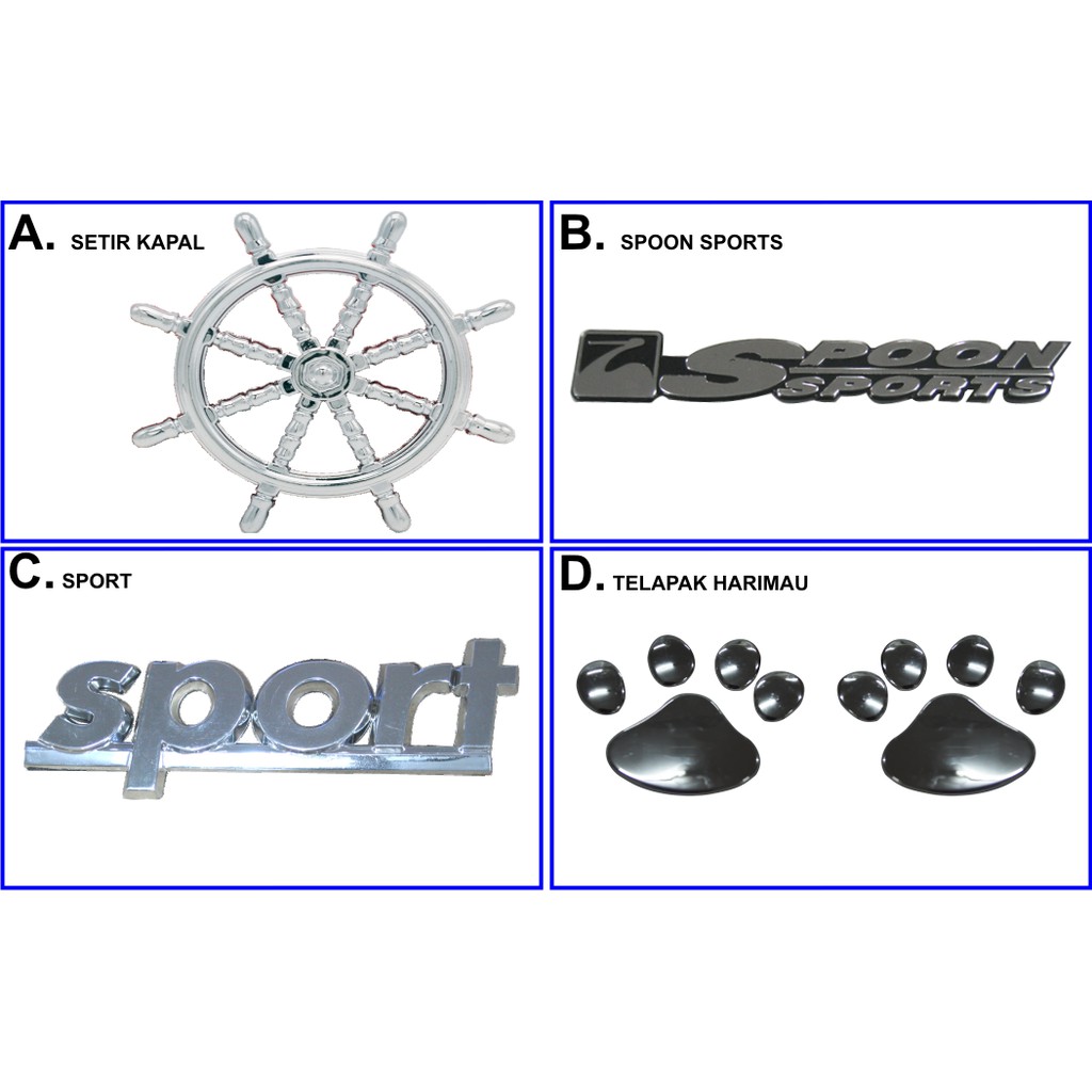 EMBLEM CAR LOGO SETIR KAPAL / SPOON SPORTS / SPORT / TELAPAK HARIMAU
