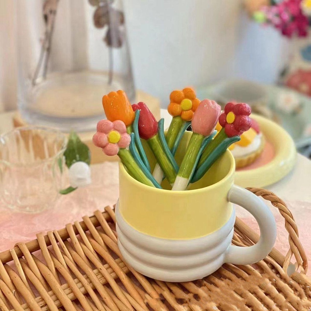 【 ELEGANT 】 Sendok Teh Bunga Dapur Rumah Berbentuk Tulip Tahan Panas Alat Pengaduk Scoop