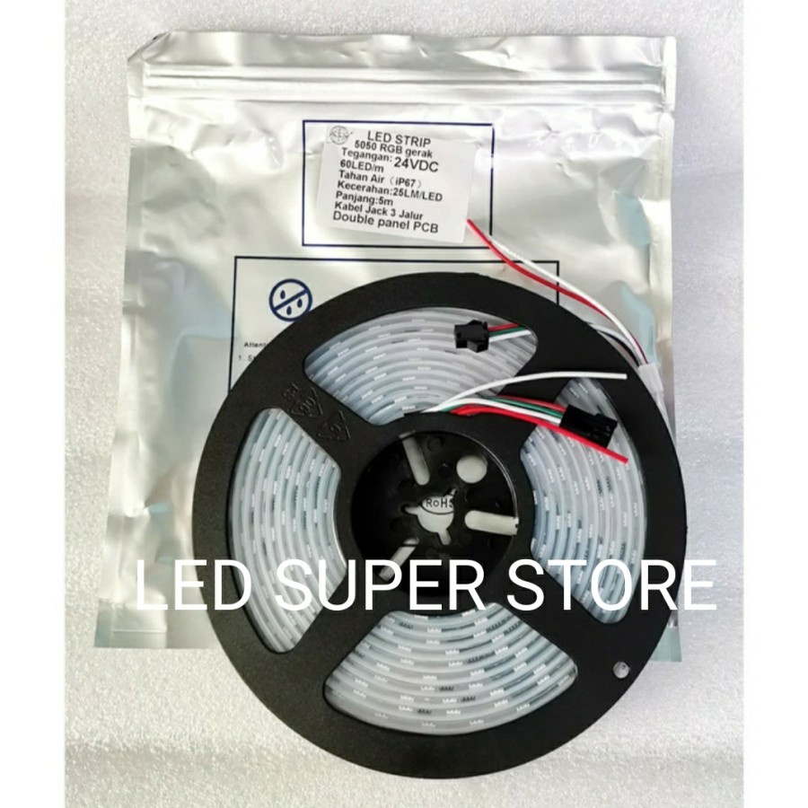 LED Strip 5050 RGB Gerak 24V IP65 - ws1903 60 Led/M - 5 meter | WS 1903