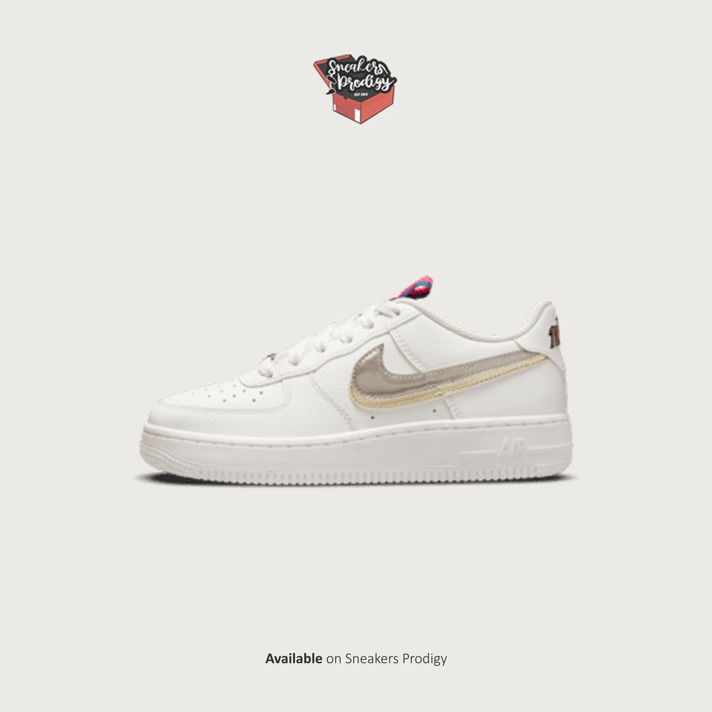 Nike Air Force 1 LV8 GS Double Swoosh Gold Silver Original Resmi Nike Indonesia