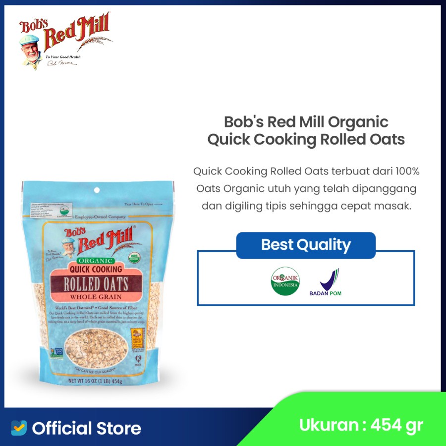 

Bob's Red Mill Organic Quick Cooking Rolled Oats 454 gr