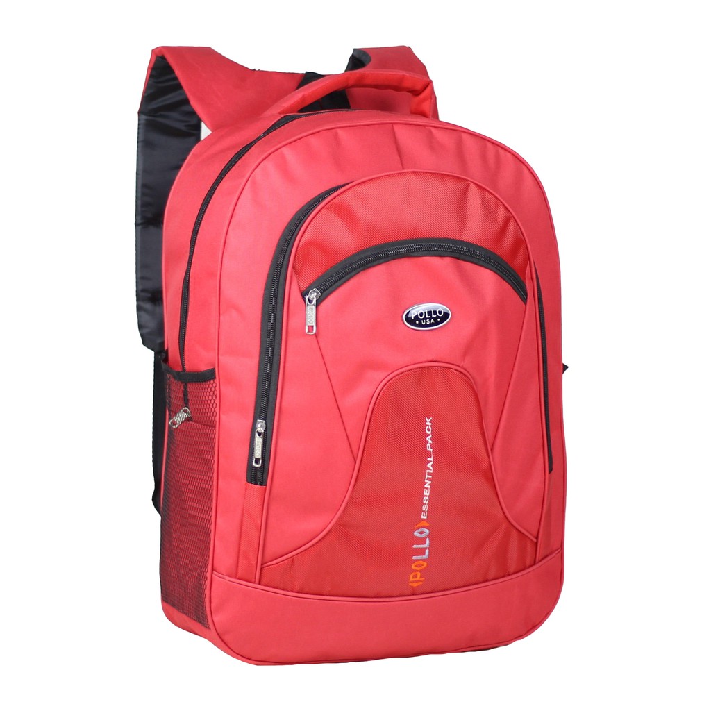 Tas Punggung Ransel SD SMP Cowok Backpack Polo Essential Merah Laki-Laki Berkualitas Bonus Rain Cover Keren Awet