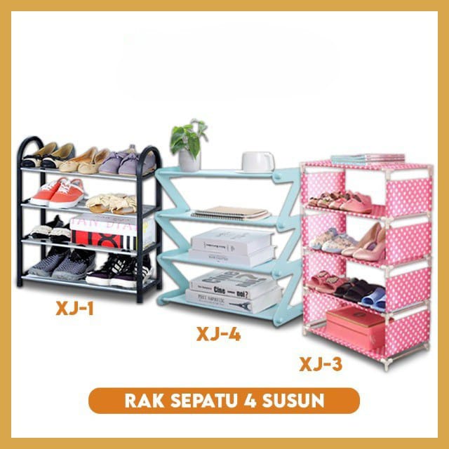 Rak Sepatu ZIG ZAG 4 Susun Rak Buku Serbaguna Mudah Bongkar Pasang Rak Sepatu Stainlees GOSHOP88