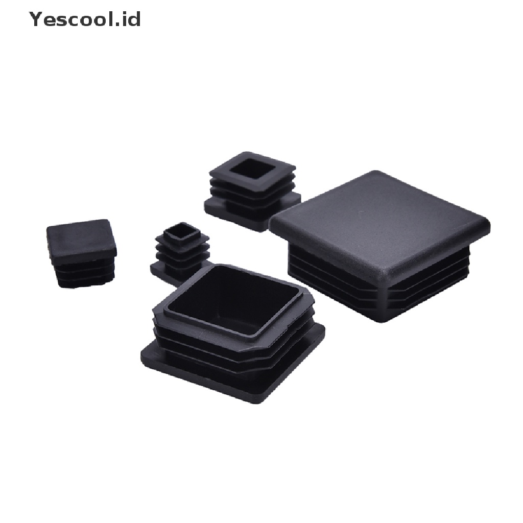 【Yescool】 10Pcs Plastic Black Blanking End Caps Square Inserts For Tube Pipe Box Section .