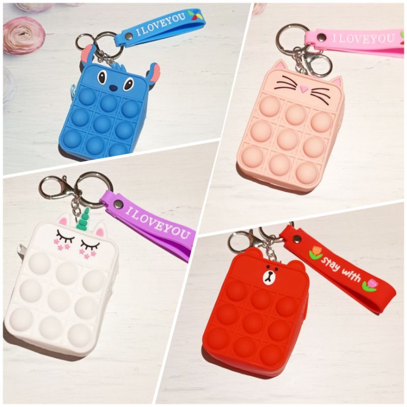 Dompet Koin Pop It's Bahan Jelly - Dompet Koin Mini Karakter Lucu