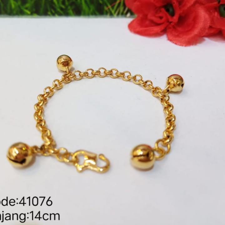 Terbaik.. gelang bayi / anak / gelang rantai holo 4 krincing