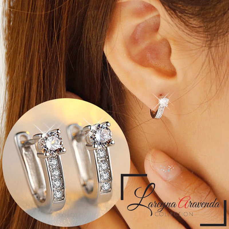 Anting Wanita Titanium Motif Kristal Crystal Vertikal Unik AT078-1