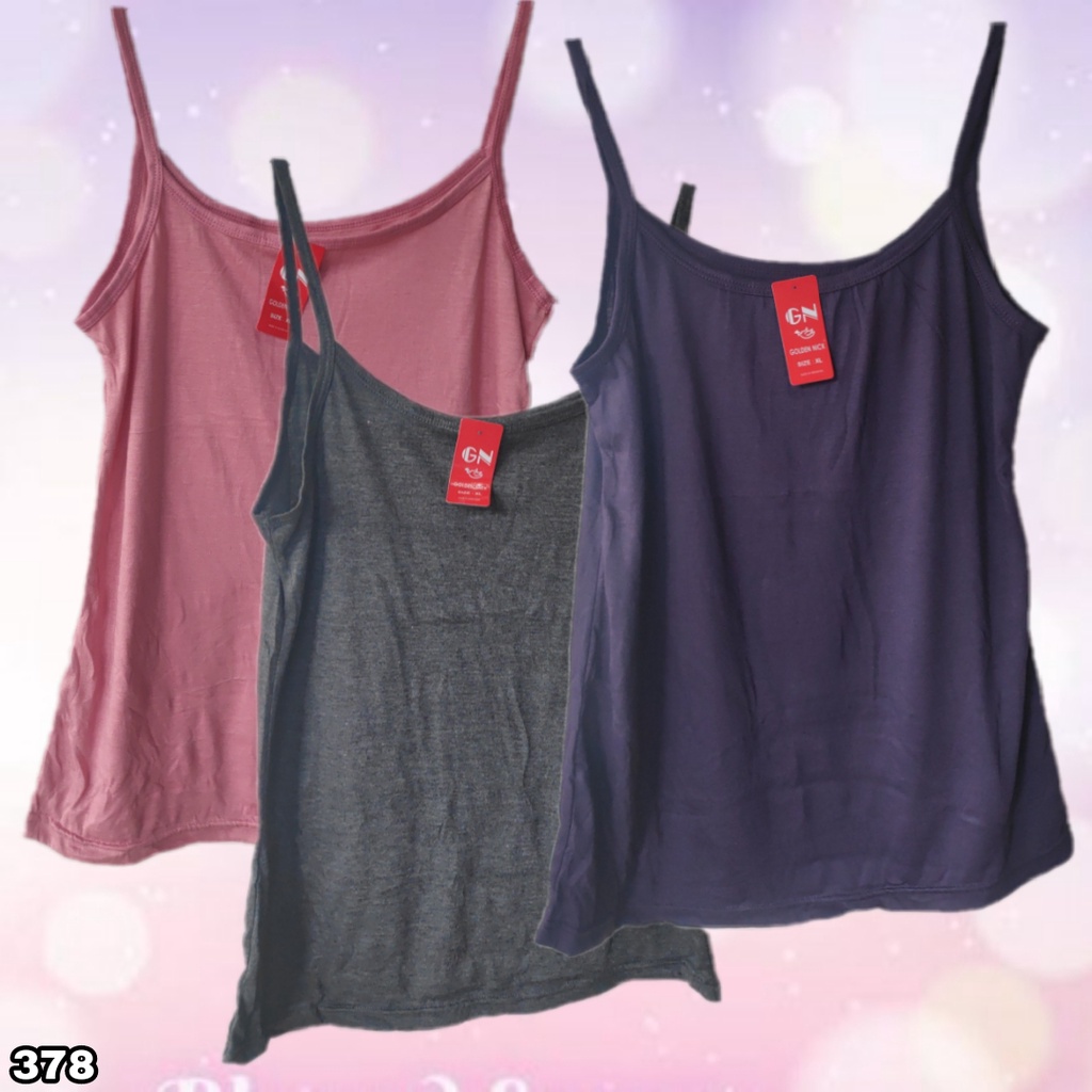 K378 (1-3 pcs) Golden Nick Tanktop Tali Kecil, Singlet Wanita Golden Nick Size XL XXL