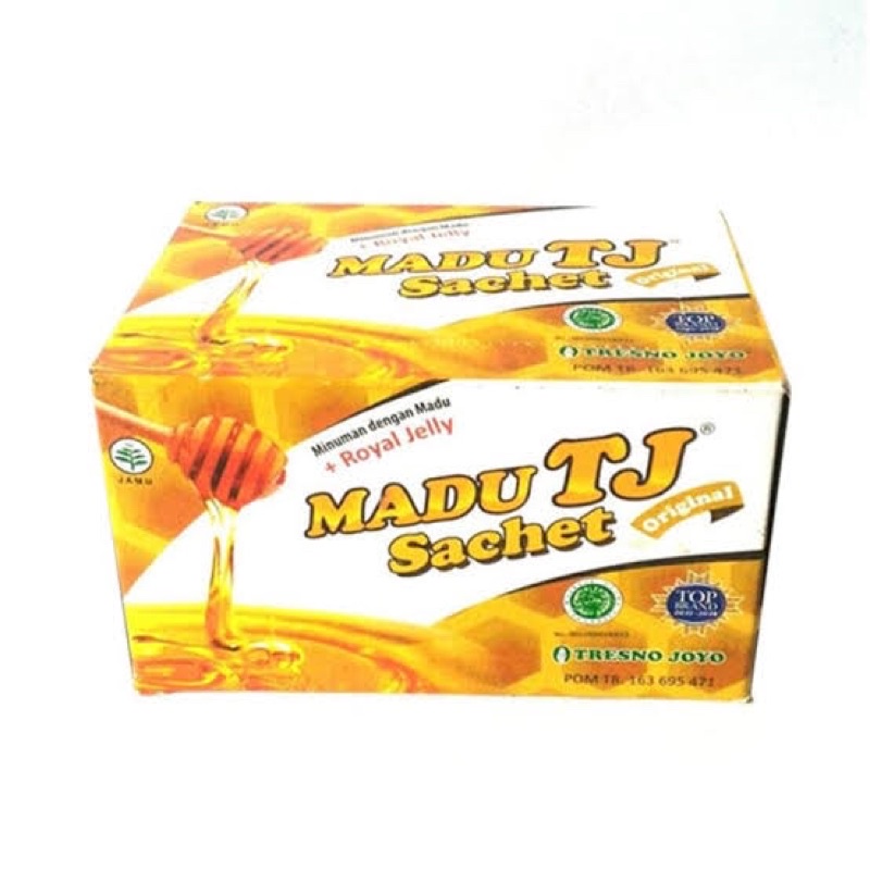 

MADU TJ SACHET ORIGINAL | MINUMAN DENGAN MADU + ROYAL JELLY 1 BOX ISI 12 PCS @20 GRAM