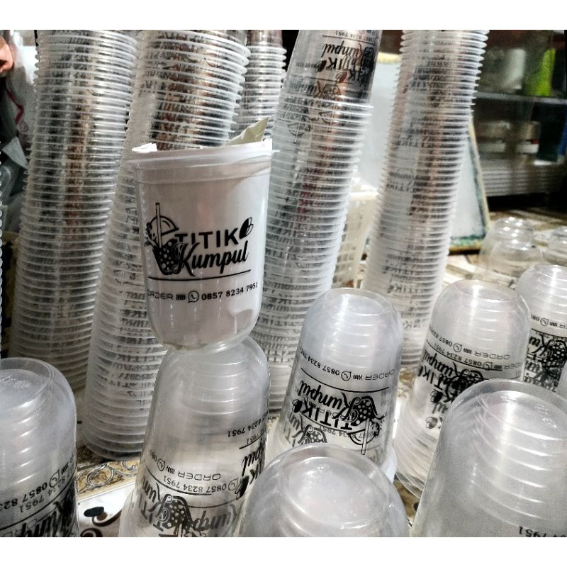 Sablon Cup Plastik Oval Uk.14oz & 16oz