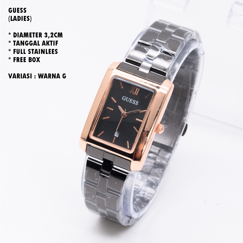 JAM TANGAN WANITA GUESS RANTAI BODY SEGI TANGGAL AKTIF