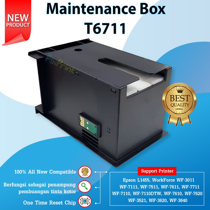 Maintenance Box Epson T6711 T-6711 Compatible Reset Waste Ink Pad Busa Printer L1455 WF7611 WF7111